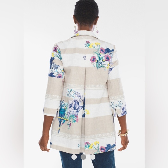 Chico’s Textured Striped Floral Jacket - Picture 2 of 8